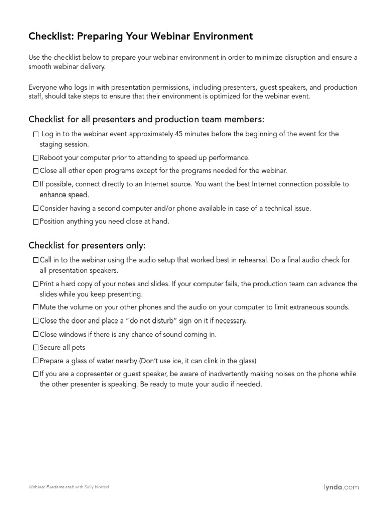 Webinar Checklist Pdf