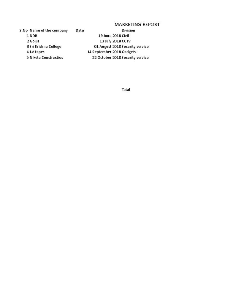 Company Marketing Report Summary | PDF