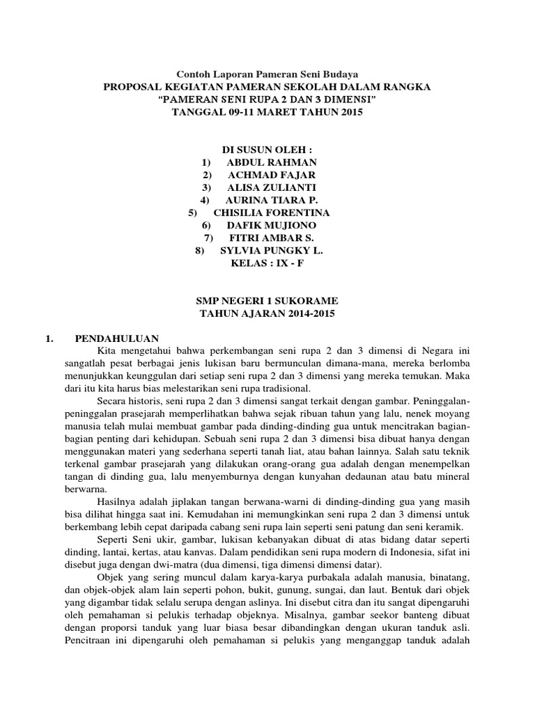 Contoh Laporan Pameran Seni Budaya