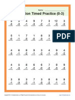 Subtraction Timed Practice (0-3) : Name: - Time