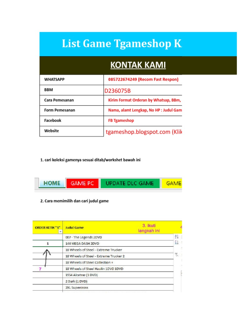 List Game Tgameshop Kaskus Kontak Kami Pdf