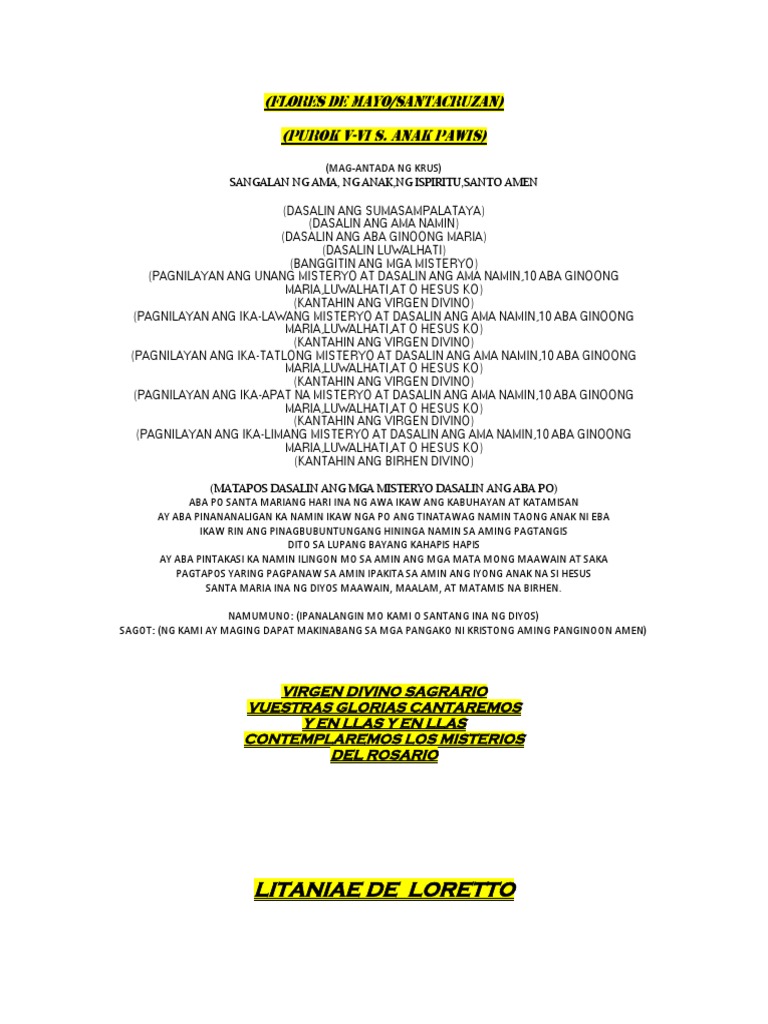Samahang Anak Pawis Flores de Mayo Songs and Prayers PDF