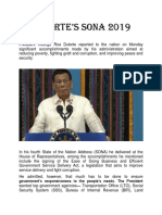 President Rodrigo Roa Duterte Reported To The Nation On Monday Significant Accomplishments Made by His Administration Aimed at Reducing Poverty