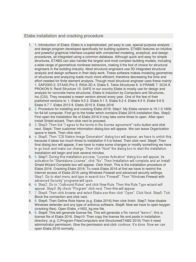 Etabs 2016 Installation and Cracking Guide | PDF | Computing | Software