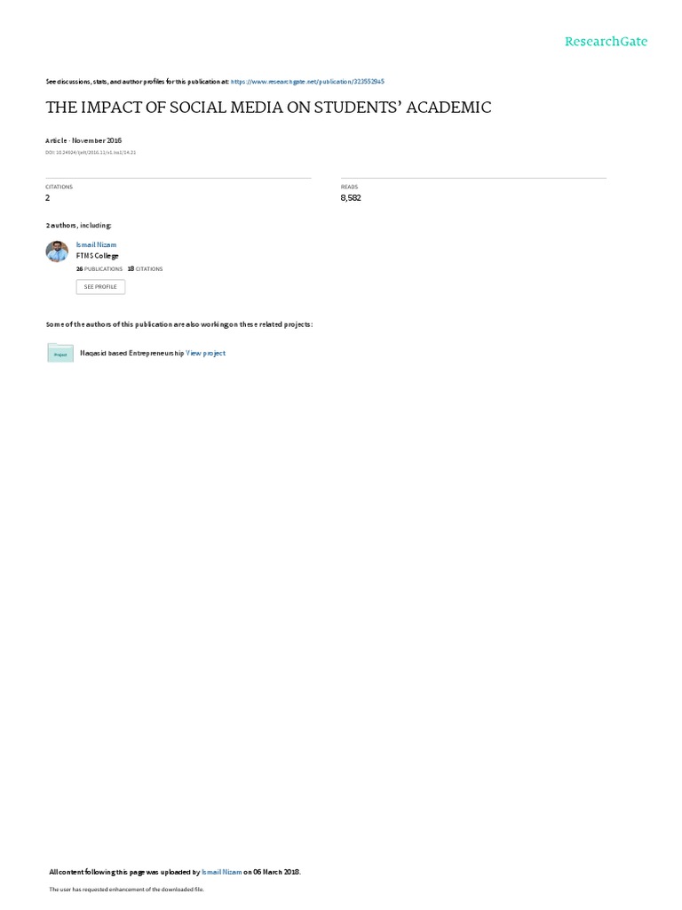 The Impact of Social Media On Students Academic PDF | PDF | Social ...