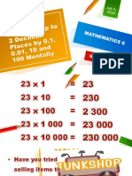 Multiplying Decimals Up To 2 Decimal Places by 0.1, 0.01, 10 and 100 Mentally
