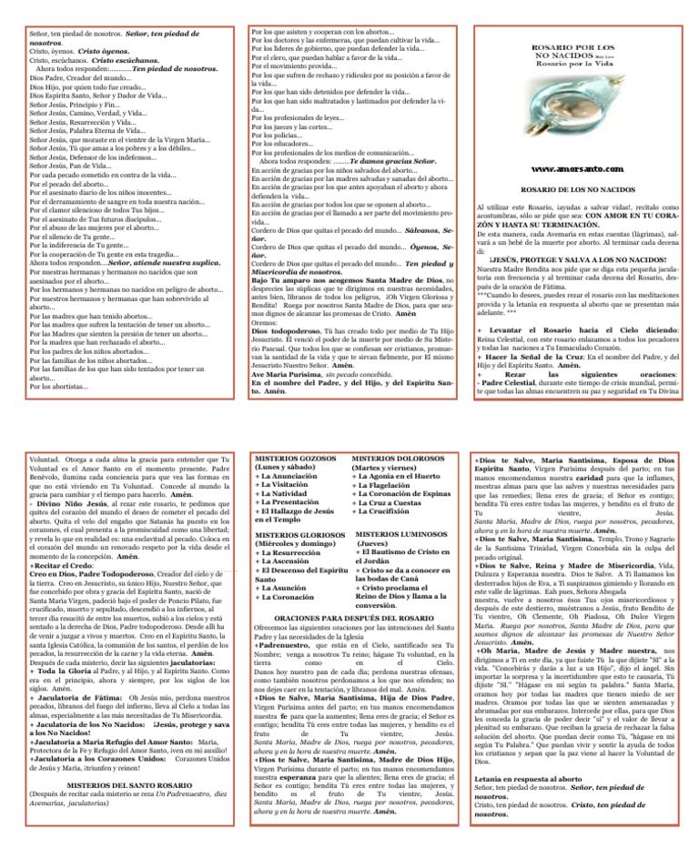 Triptico Rosario No Nacidos | PDF | María, madre de Jesús | Oración