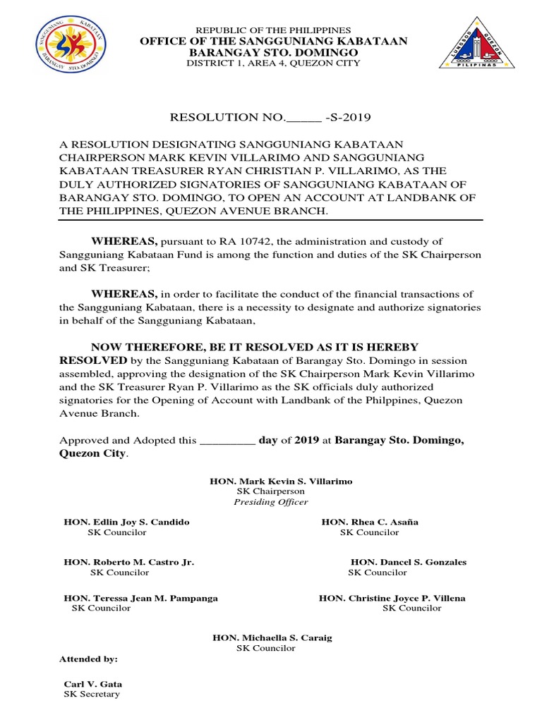 SK Resolution for Authorized Signatories | PDF