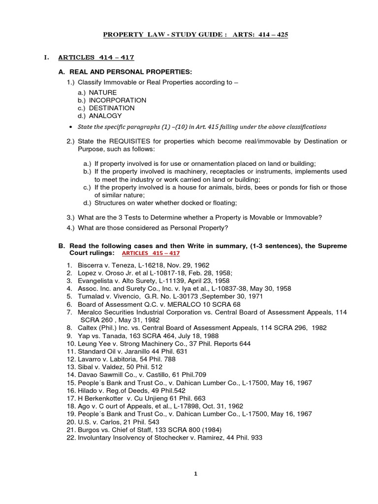 Property Law Study Guide Overview | PDF | Real Property | Property