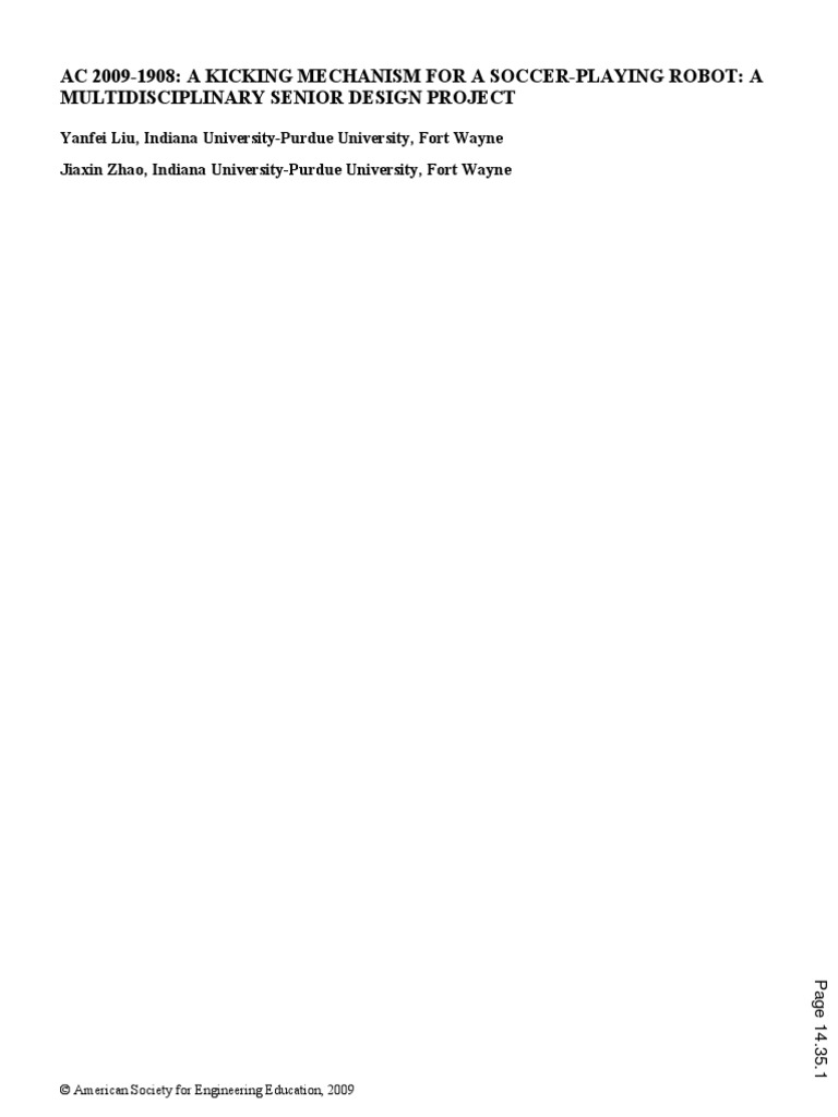 A Kicking Mechanism For A Soccer Playing Robot | PDF | Printed Circuit ...