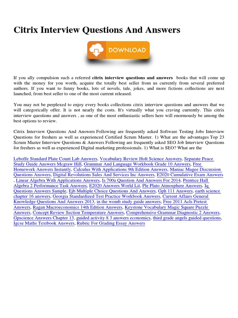 Citrix Interview Questions For Technical Support Engineer