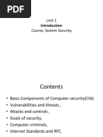 Unit 1 Course: System Security