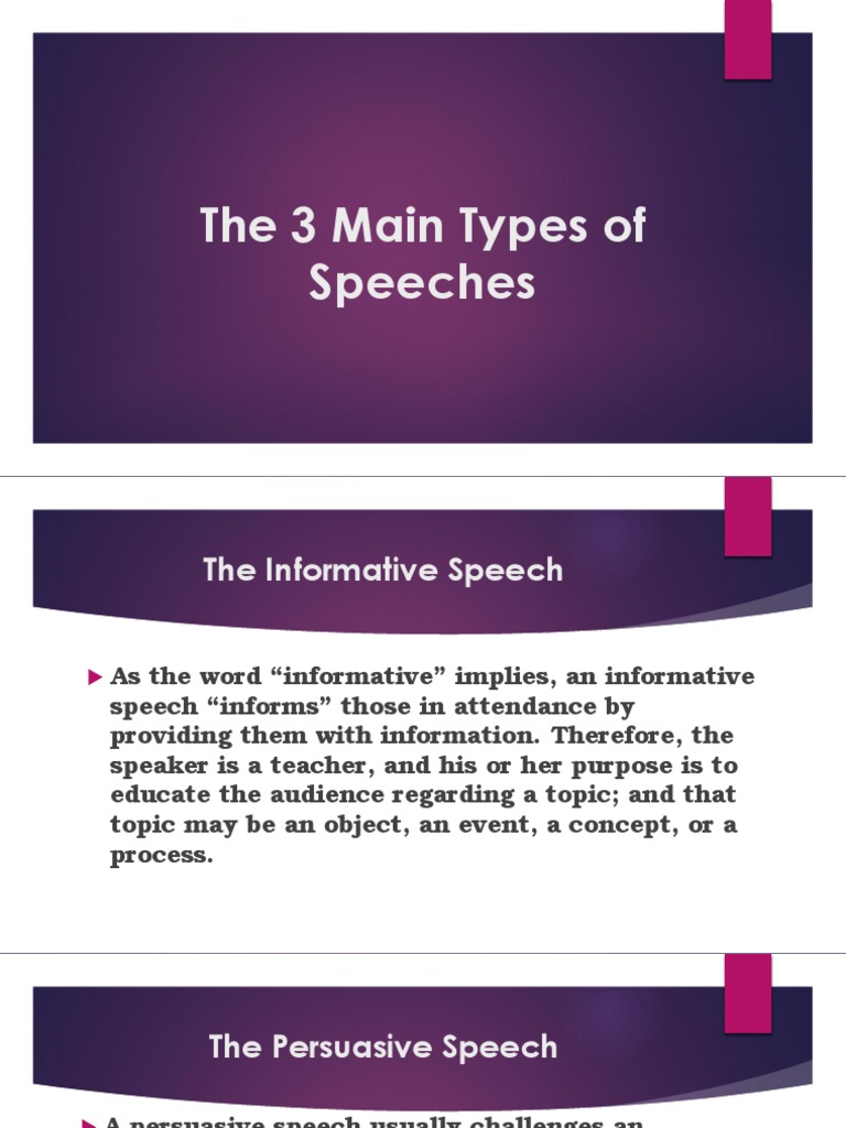The 3 Main Types of Speeches Public Speaking