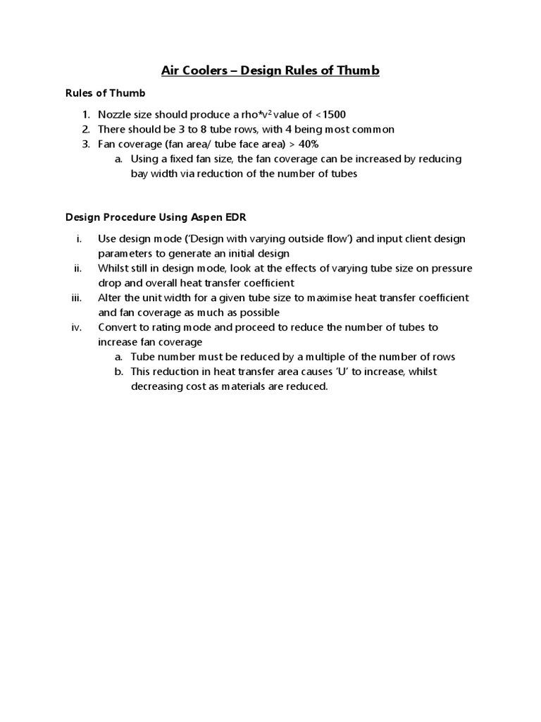Air Coolers Design Rules of Thumb PDF
