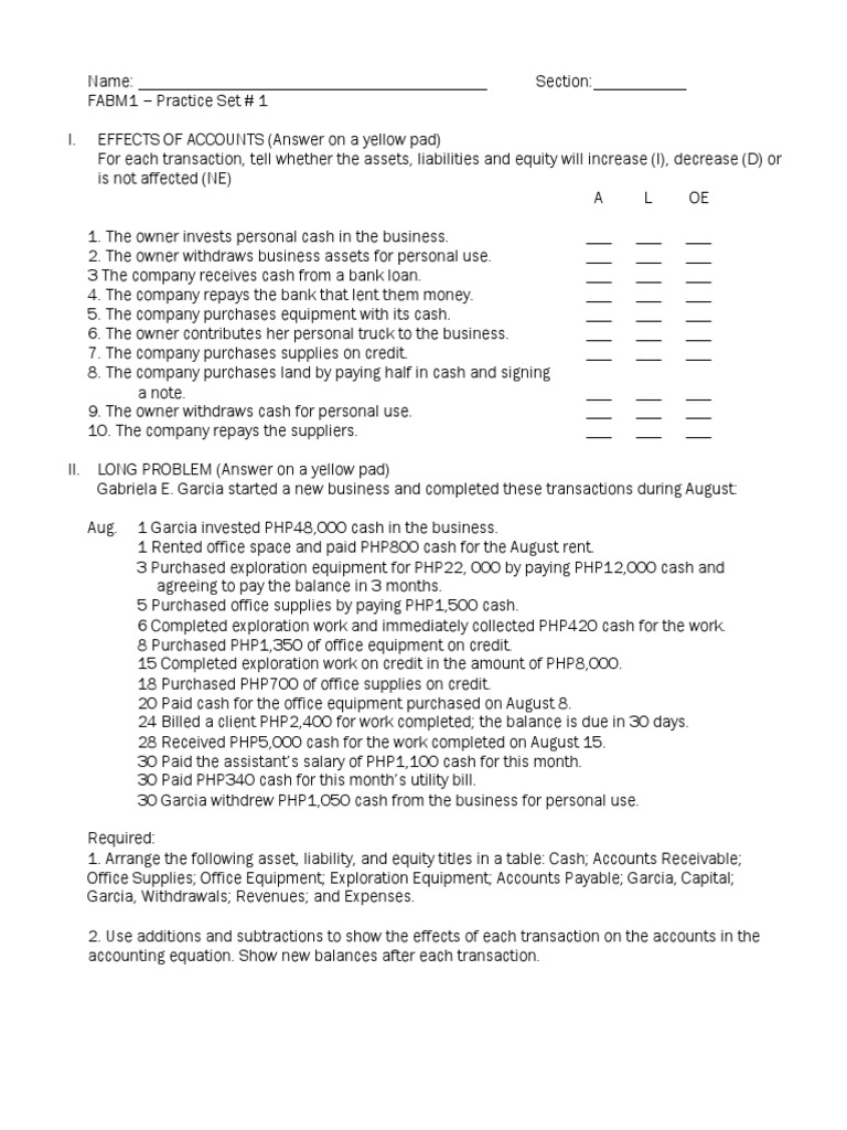 FABM Problems | Financial Transaction | Credit