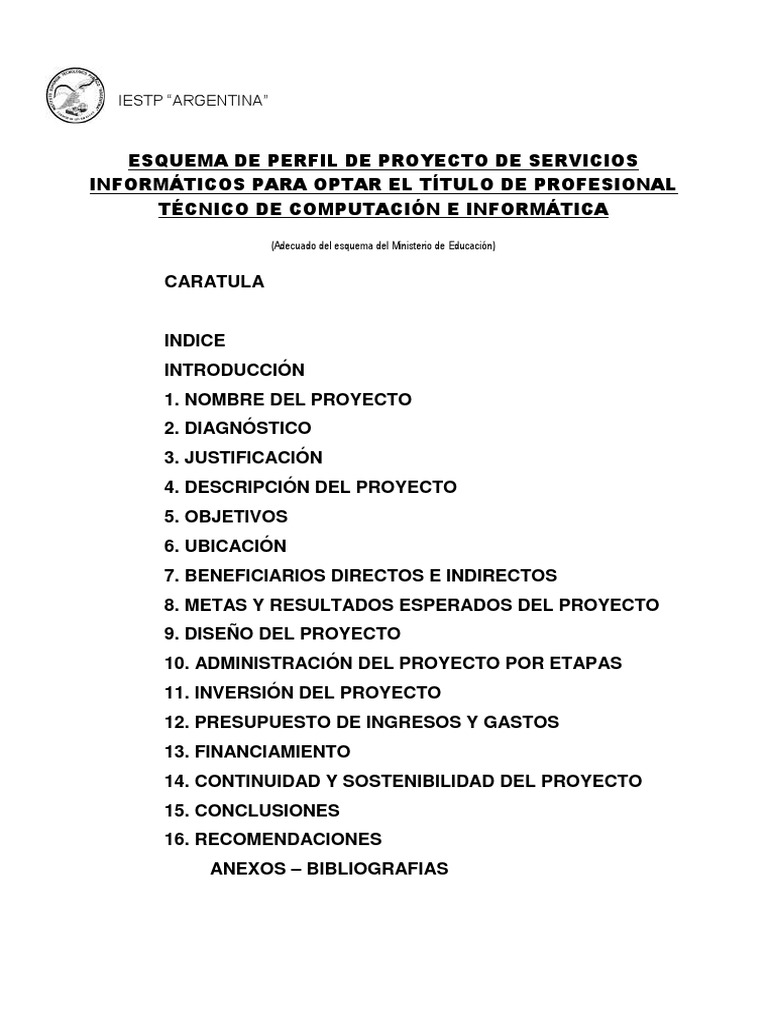 Guía para Perfil de Proyecto Informático | PDF | Software | Presupuesto