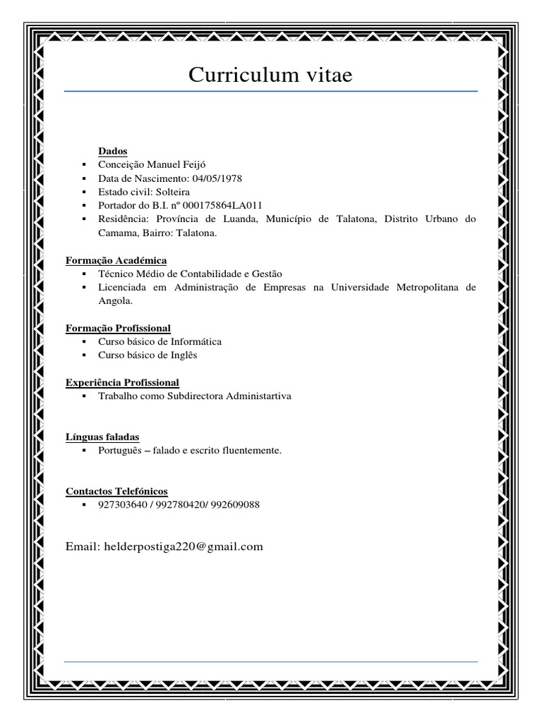 Curriculum vitae sections picture