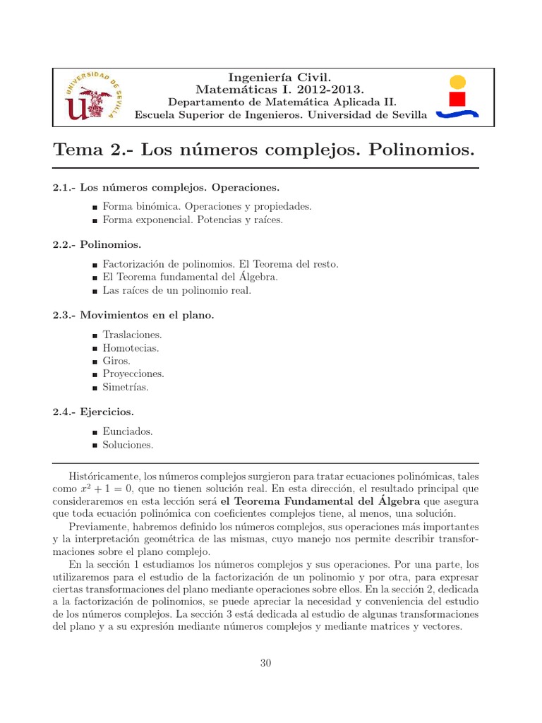 Estructura de Cmpo PDF | PDF | Número complejo | Sistema de coordenadas ...