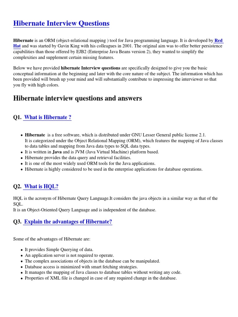 Hibernate Interview Questions Journaldev Python Data