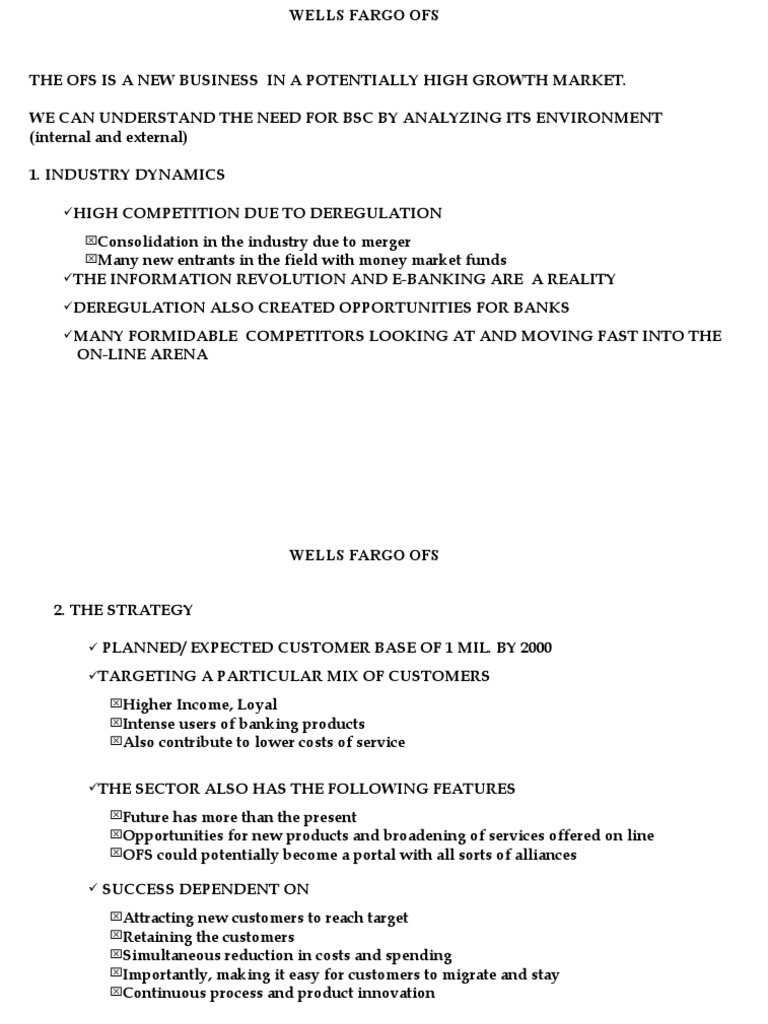 Wells Fargo OFS Growth Strategy Overview | PDF | Business | Economies