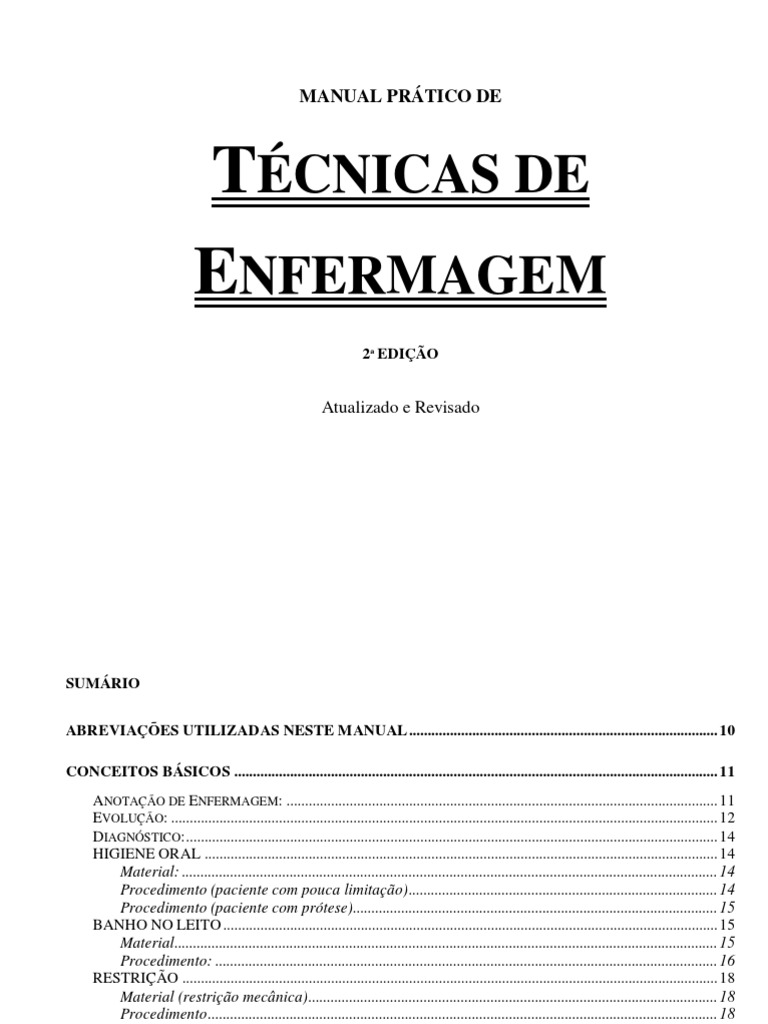 Apostila de Técnicas de Enfermagem | PDF | Respiração | Boca