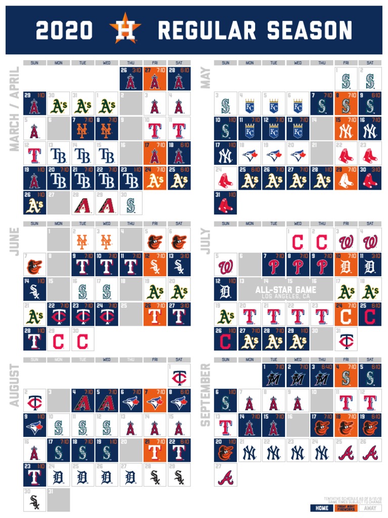 ASTROS 2020 Schedule - Regular Season