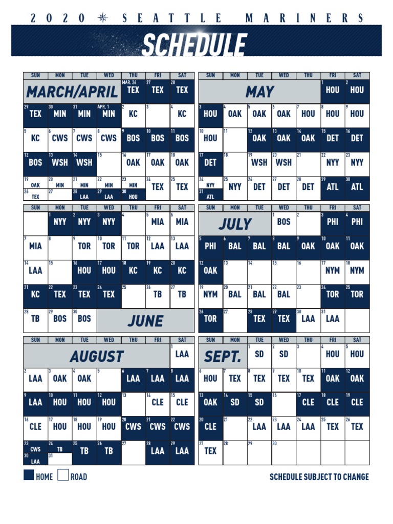Mariners Schedule 2022 Pdf Mariners 2020 Schedule | Pdf