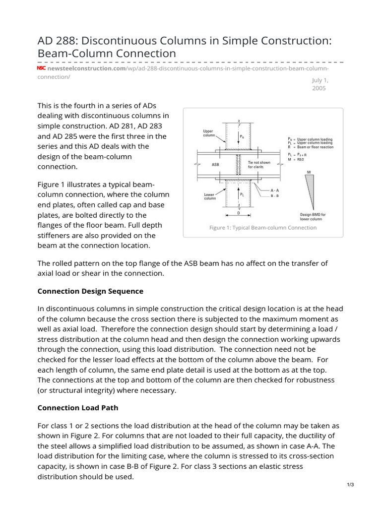 Discontinuous Column Connection Design | PDF | Beam (Structure) | Column