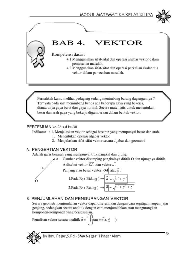 Operasi dan Sifat Vektor Matematika | PDF | Metode & Bahan Ajar