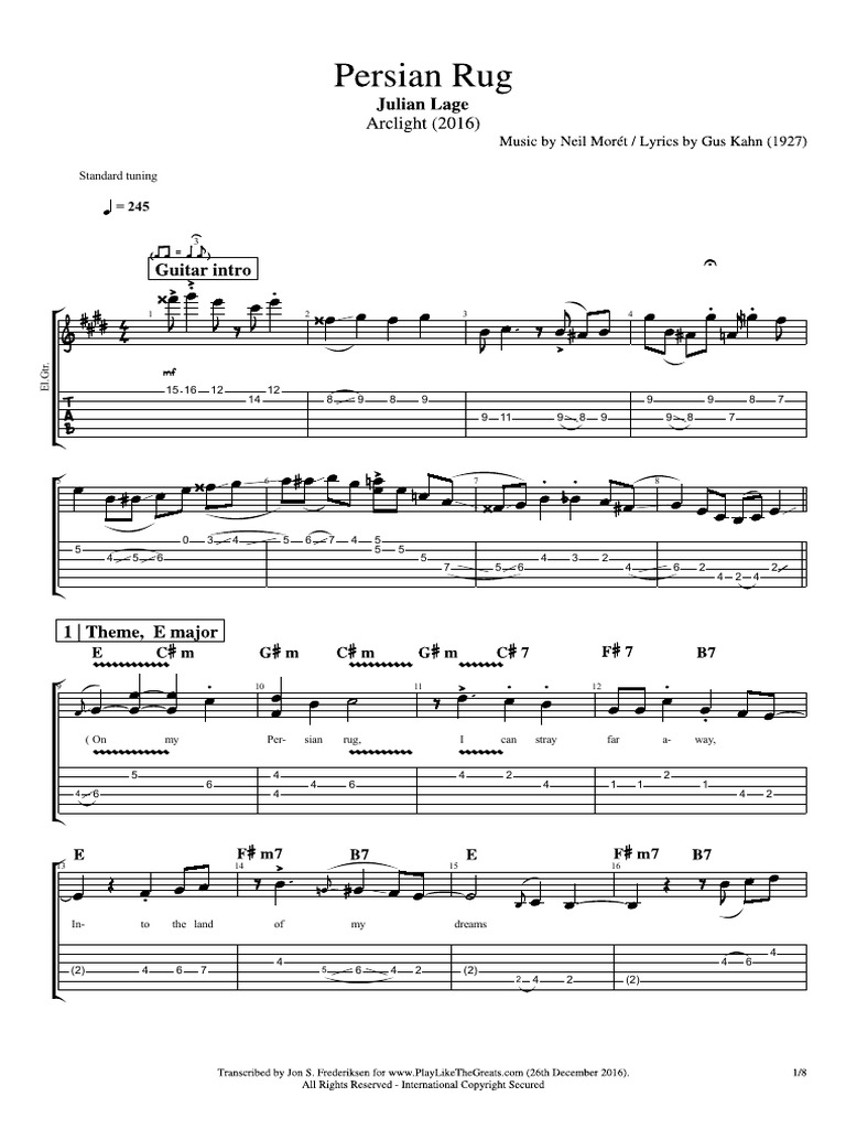 Julian Lage Persian Rug (Electric Guitar) PDF Sports