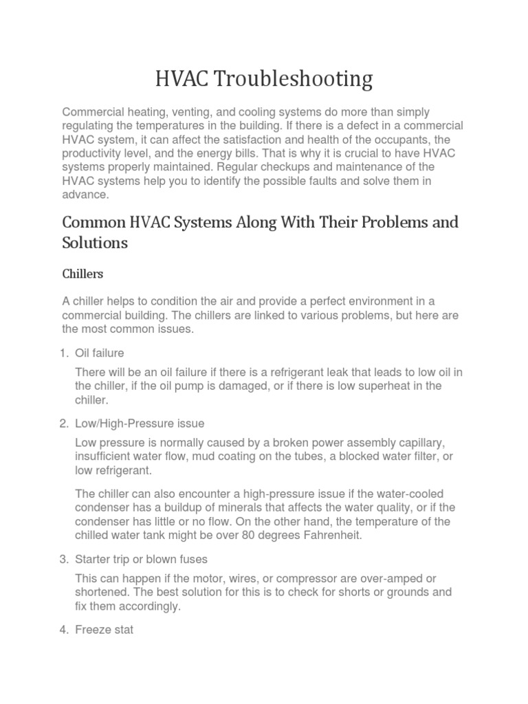 Common HVAC Systems Problems and Solutions A Guide to Troubleshooting