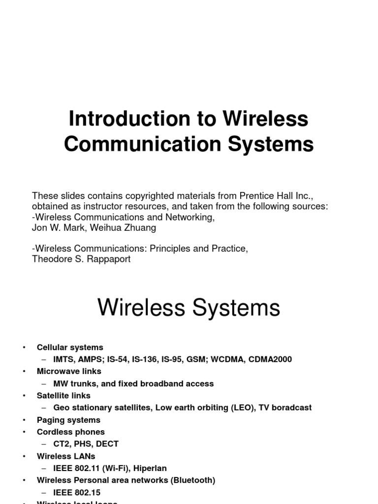 Introduction To Wireless Communication Systems PDF Wireless Lan Wi Fi