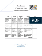 Mrs. Garcia's 6 Grade Math Class: Math Problem-Solving Rubric