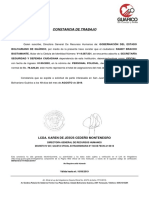 Constancia de Trabajo: Lcda. Karen de Jesús Cedeño Montenegro