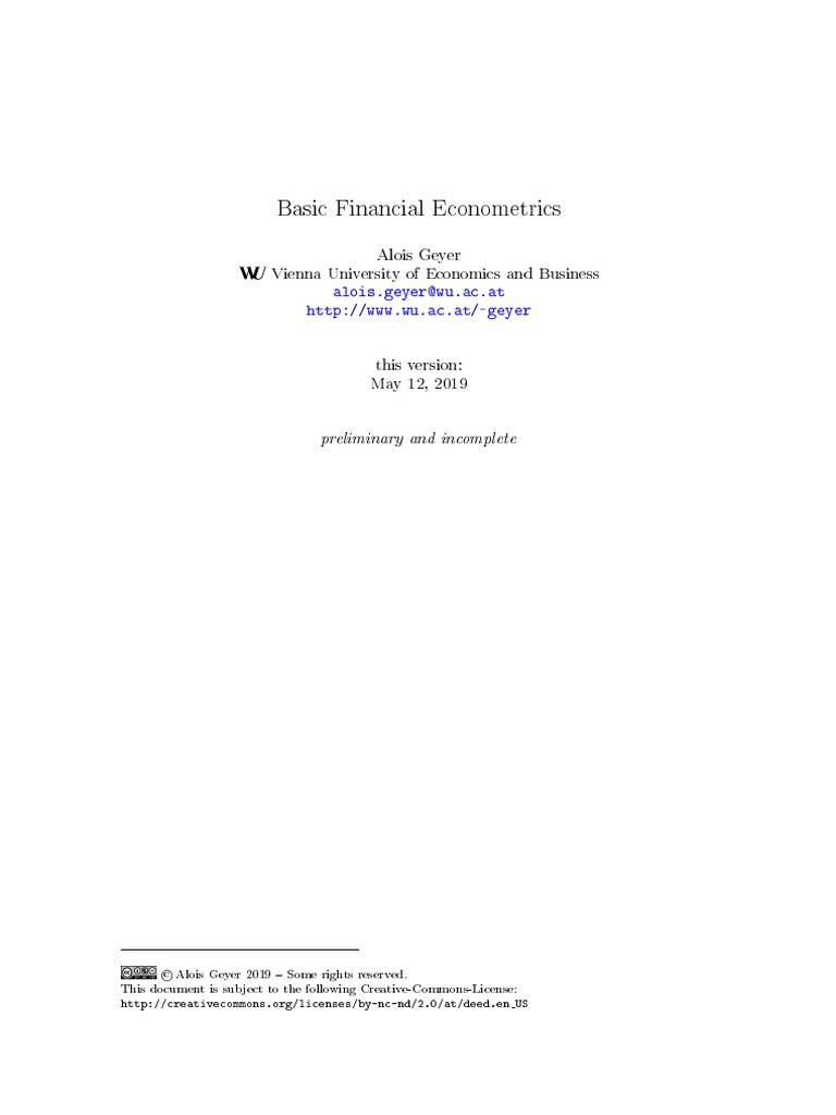 Basic Financial Econometrics PDF | PDF | Bias Of An Basic Financial Econometrics PDF | PDF | Bias Of An