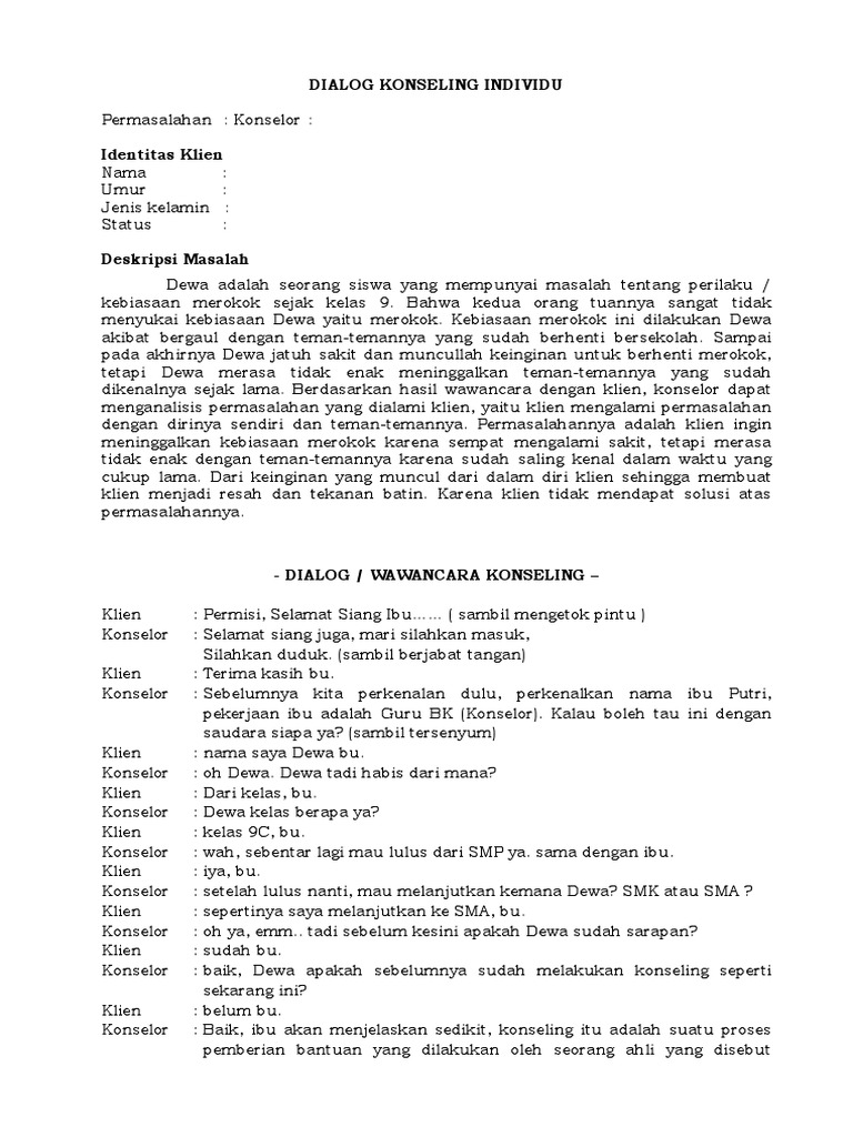 Dialog Konseling Individu Pencari Soal