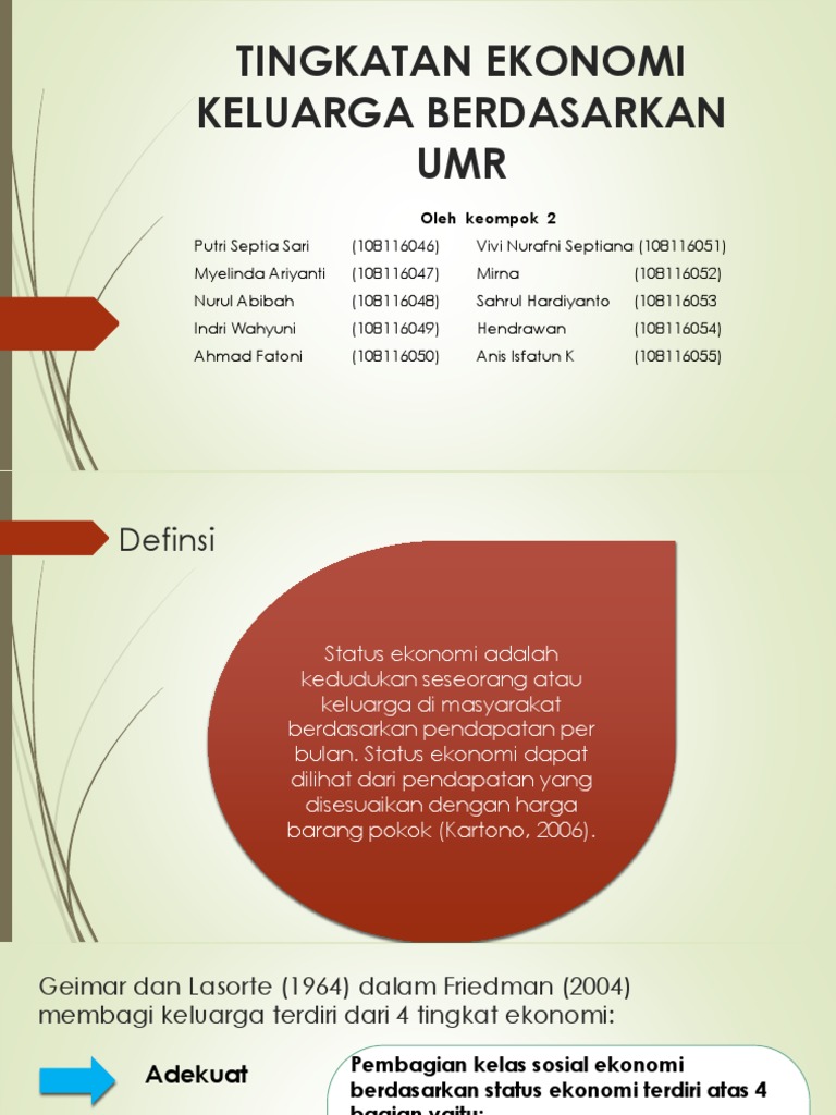 Tingkatan Ekonomi Keluarga Berdasarkan Umr Pdf