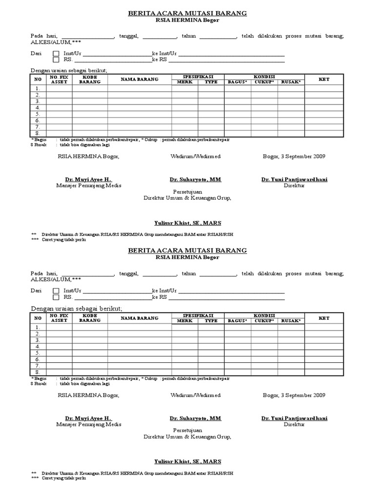 Berita Acara Mutasi Barang Pdf