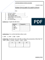 THE First Term English Examination: Activity One: Write Tag Questions