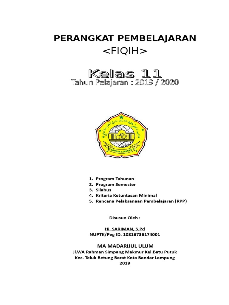 Contoh Cover Perangkat Pembelajaran | PDF