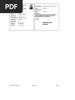Employee Identity Card