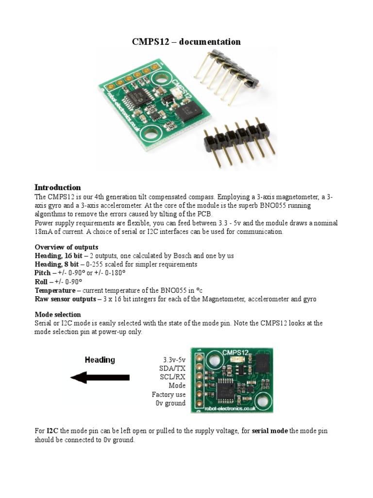 CMPS12 Tilt Compensated Compass Guide | PDF | Compass | Gyroscope