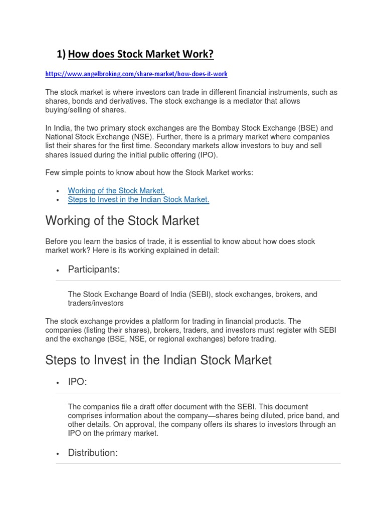 Understanding the Indian Stock Market | PDF | Stock Market | Stocks