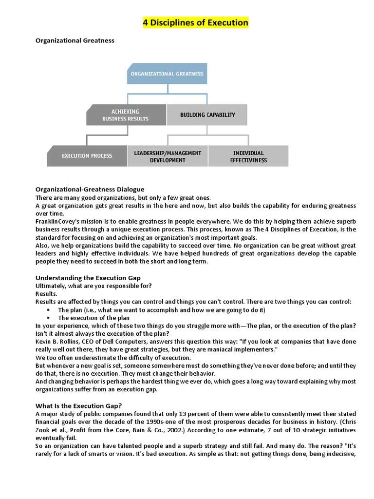 4 Disciplines of Execution Overview | PDF | Economies | Business