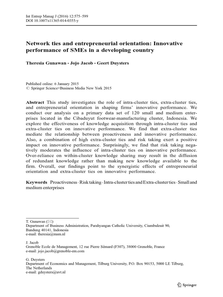 Journal of Entrepreneurial Orientation | PDF | Innovation | Risk
