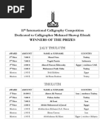 11 International Calligraphy Competition Dedicated To Calligrapher Mehmed Shawqi Efendi Winners of The Prizes