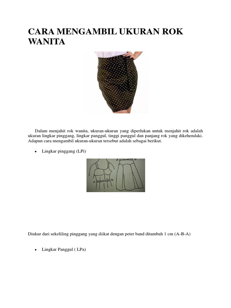 Cara Mengukur Ukuran Rok Wanita | PDF | Perjalanan | Gaya Hidup