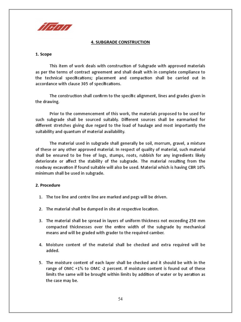 Subgrade Construction Guidelines | PDF | Traffic | Quality Assurance