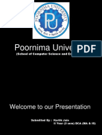 Poornima University Networking Cables Presentation Summarizes Coaxial, STP, Fiber Optical and UTP