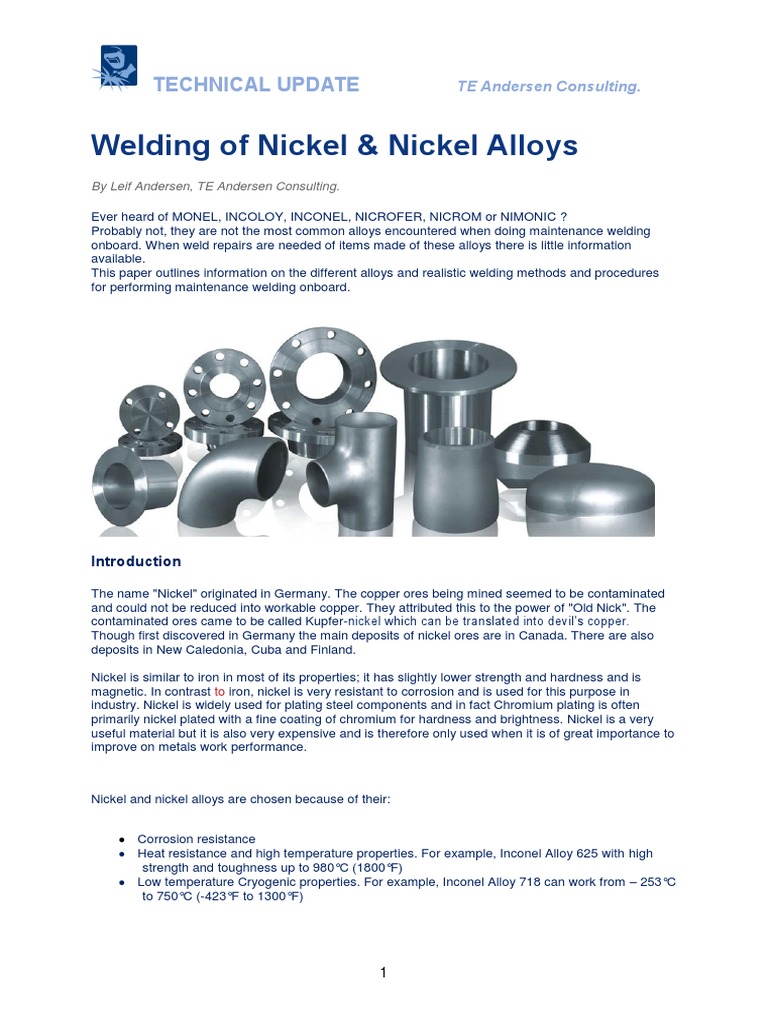 Welding of Nickel & Nickel Alloys Technical Update Welding Heat